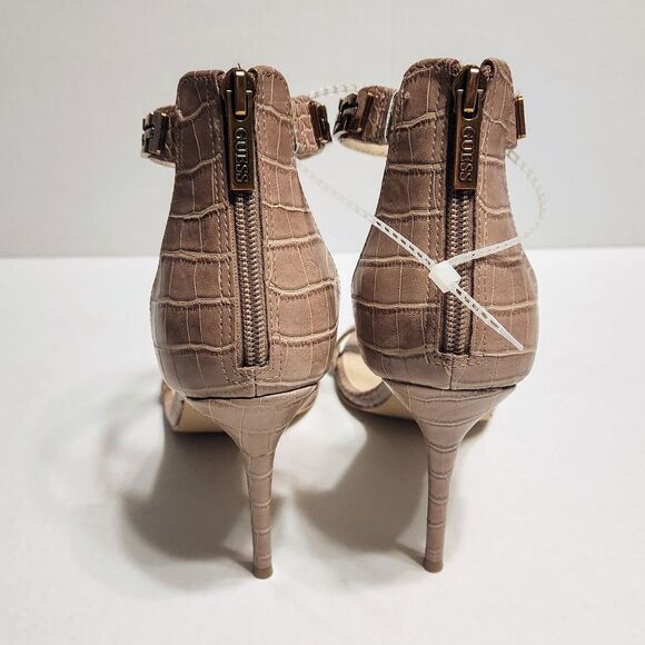 Guess Kaida G Chain Ankle Strap Stiletto Heels Taupe Gold 10 - Picture 5 of 9
